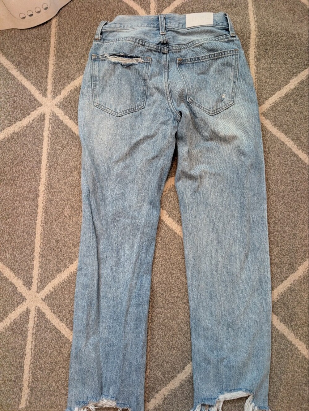Pistola High Rise Distressed Straight Leg Jeans Light Wash Raw Hem Size 26 - Picture 3 of 7